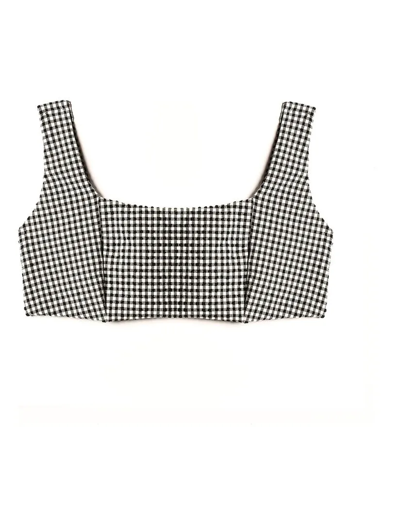Maillot brassiere vichy Bonnie - RougeGorge Lingerie - Blanc Noir