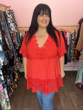 Tunique Rouge dentelle